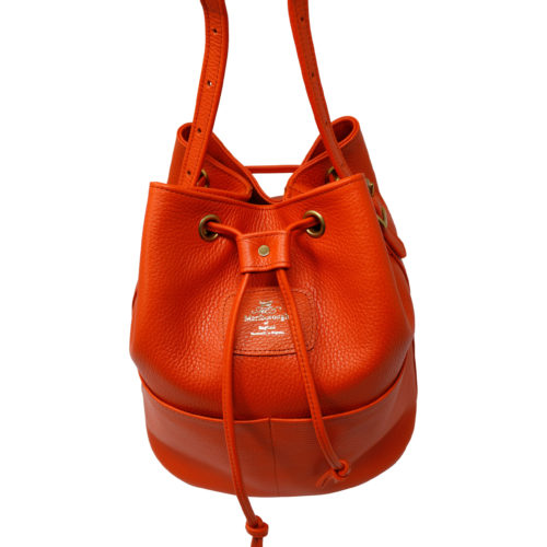 Orange Leather Bucket Bag