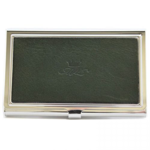 Green Leather Business Card Holder