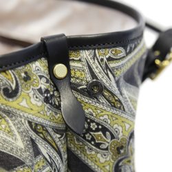 Black Paisley and Leather Tote Bag