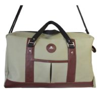 Large Green Canvas and Leather Holdall Bag