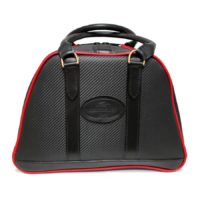 Black and Red Carbon Fibre Leather Helmet Bag