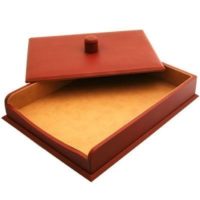 Chestnut Leather Paper Tray