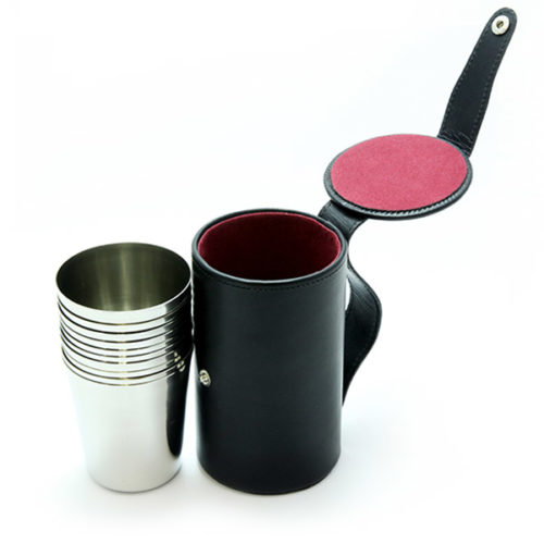 Stirrup Cups in Black Leather Case 10 Medium Cups