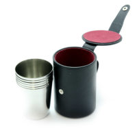 Stirrup Cups in Black Leather Case 6 Medium Cups