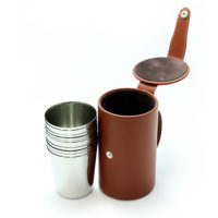 Stirrup Cups in Chestnut Leather Case 10 Medium Cups
