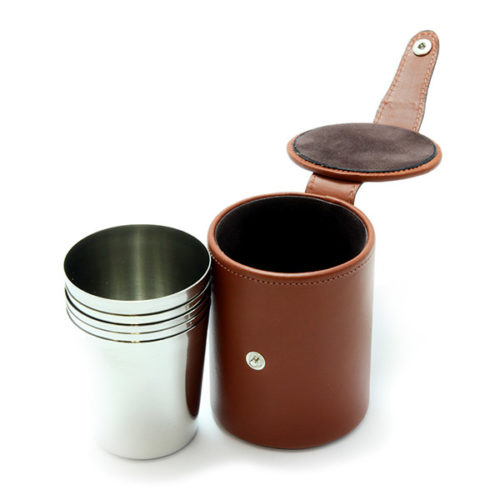 Stirrup Cups in Chestnut Leather 4 Medium Cups