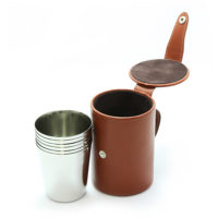 Stirrup Cups in Chesnut Leather Case 6 Medium Cups