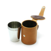 Stirrup Cups in Tan Leather 4 Medium Cups