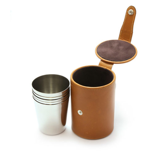 Stirrup Cups in Tan Leather 6 Medium Cups