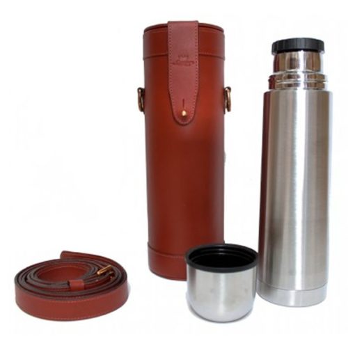 Chestnut Leather Thermos Flask and Carry Case