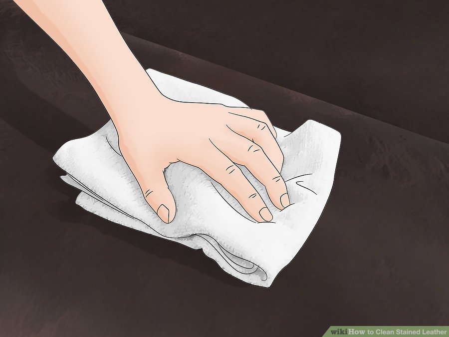 remove stains from leather bags with towel